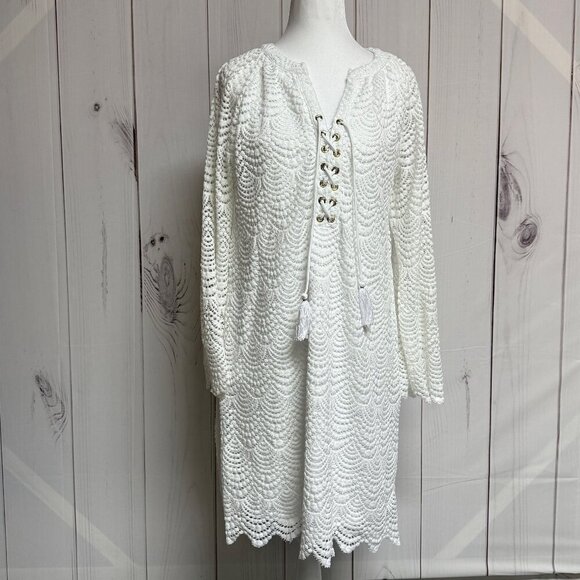 Lilly Pulitzer Sea Isle Dress Women’s M Resort White Lace-Up EUC - Picture 1 of 11